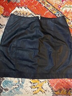 Free People Black Faux Leather Panel Mini Skirt